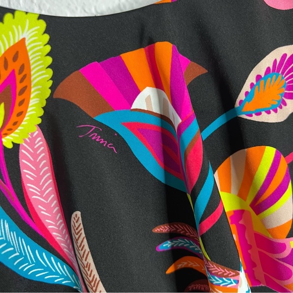 Trina Turk One Piece Swimsuit Womens 10 Ruffled Off The Shoulder Tropical B12 - Picture 4 of 9